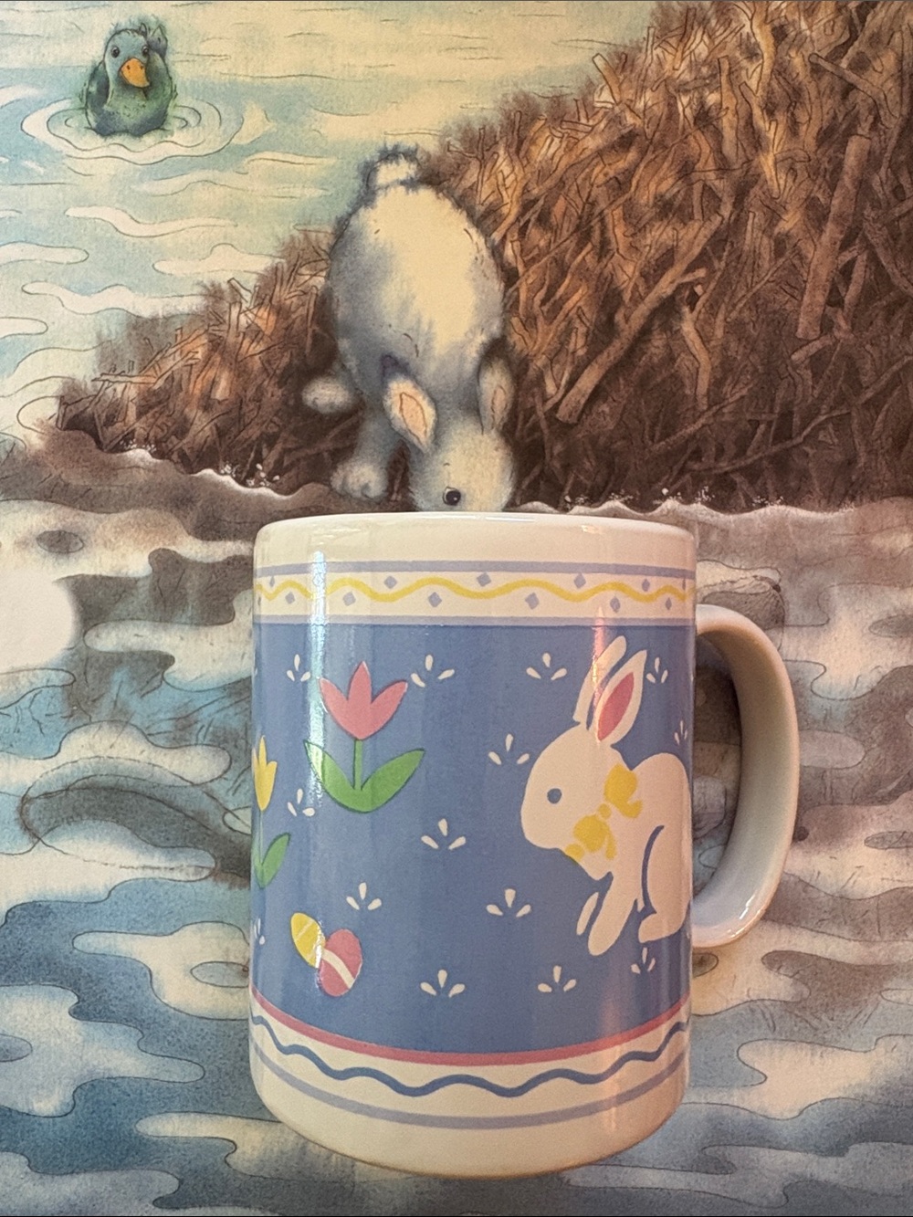 Hallmark Vintage Holiday Spring Bunny Rabbit Coffee Mug 90’s Cottagecore